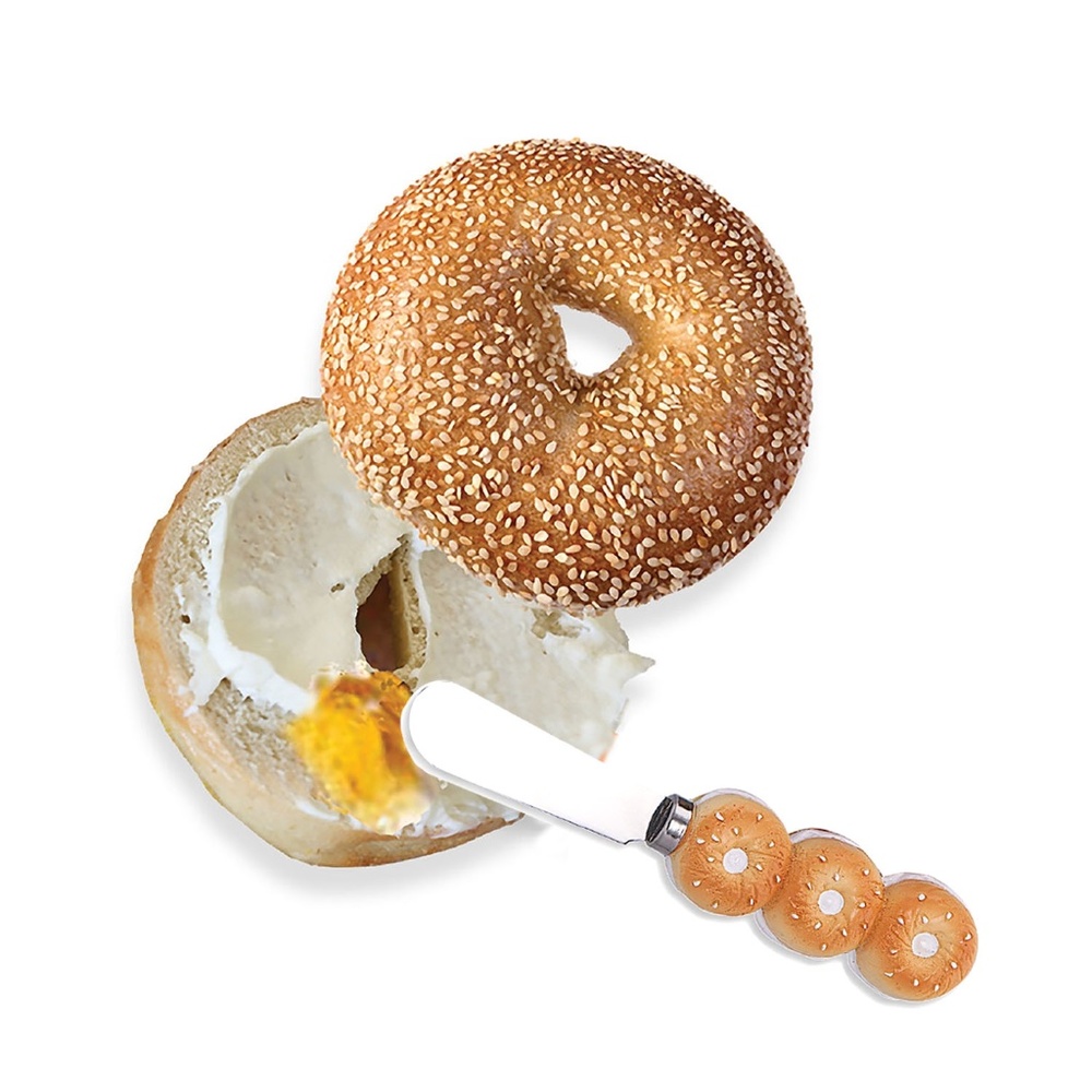 4-Piece Hand Painted Resin Handle with Stainless Steel Blade/ Bagel Design